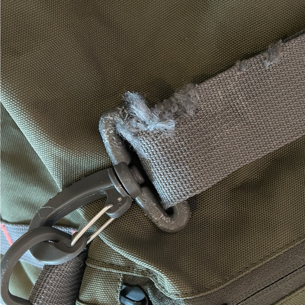 REI Dark Olive Canvas Collapsible Duffel Bag with Brown Straps - Picture 7 of 8